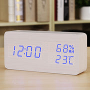 Baby Room Humidity Alarm Clock Wooden Clock Led Luminous Silent Alarm Clock Multifunctional Electronic Clock